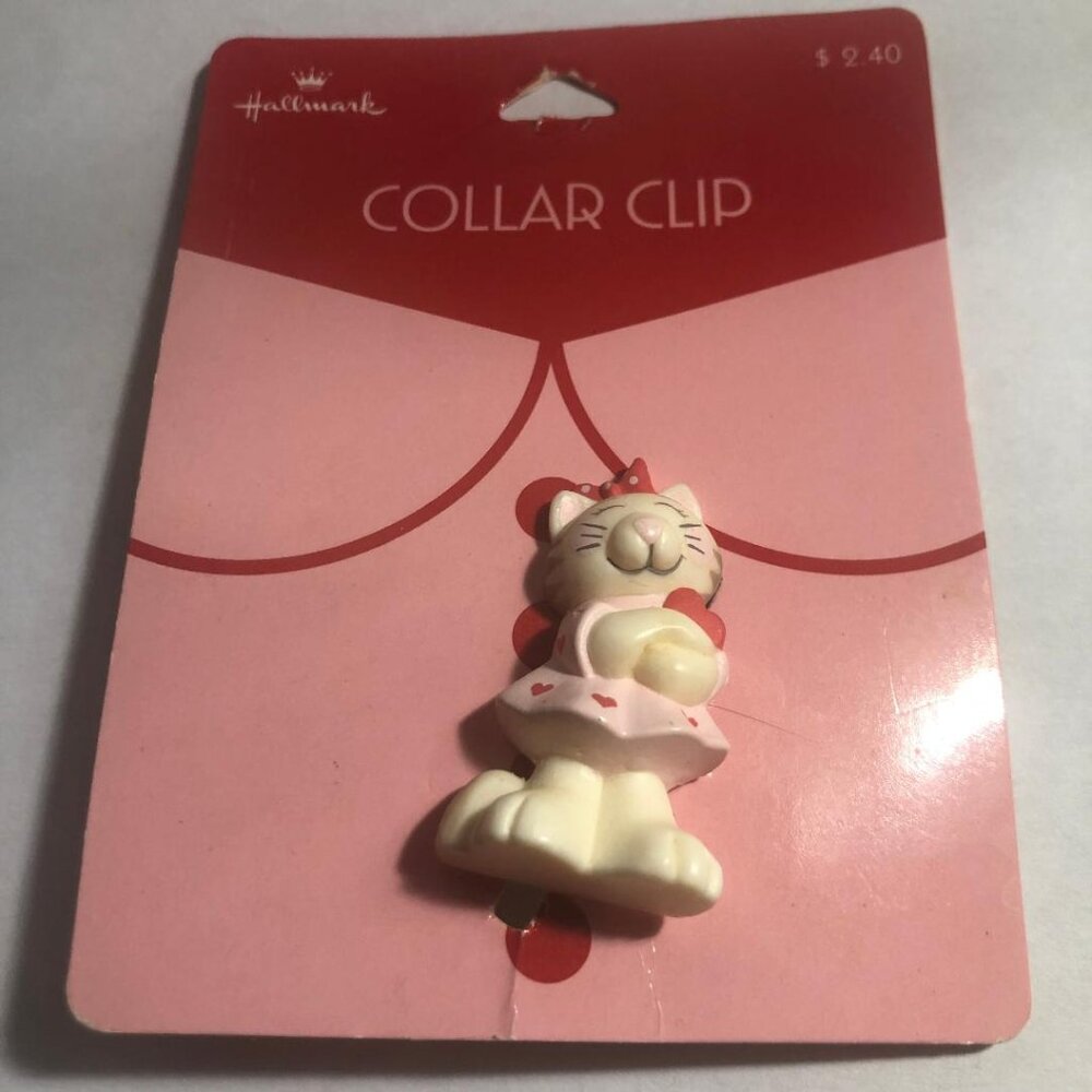 New Vintage Hallmark Kitty Cat Kitten Valentine's Collar Clip